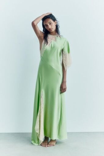 ZARA Vestido seda encaje oferta