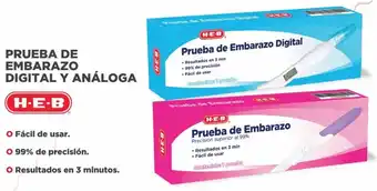 HEB Prueba de Embarazo Digital y Análoga H.E.B oferta