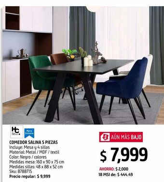Sodimac Homecenter Set comedor 4 sillas salina oferta