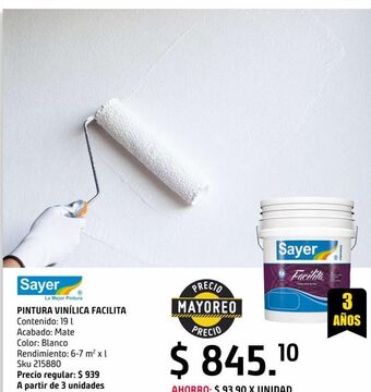 Sodimac Homecenter Pintura vinílica facilita blanco 19l oferta