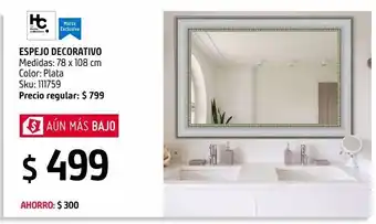 Sodimac Homecenter Espejo decorativo plata 78 x 108 cm oferta