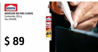 Resistol no más clavos adhesivo de montaje fuerte y fácil cartucho 353 gr