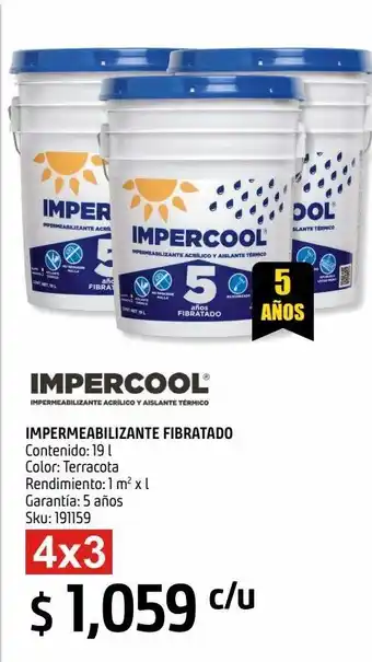 Sodimac Homecenter Impermeabilizante impercool fibratado 5 años terracota 19 l oferta