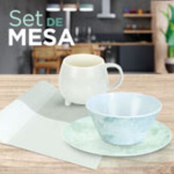Waldos Set de mesa inkanto: plato, tazón, mantel, taza vajilla para mesa de melamina y porcelana. oferta