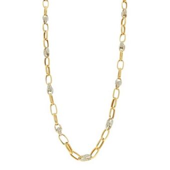 Nacional Monte de Piedad Collar eslabón combinado con sintéticos en oro dos tonos 14 kilates. oferta