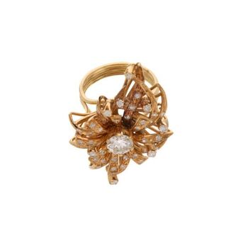 Nacional Monte de Piedad Anillo calado con diamantes en oro amarillo 18 kilates. oferta