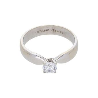 Nacional Monte de Piedad Anillo diseño especial con circonia en oro blanco 14 kilates. oferta