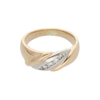 Nacional Monte de Piedad Anillo estilizado con diamantes en oro dos tonos 14 kilates. oferta