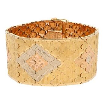 Nacional Monte de Piedad Brazalete eslabón articulado en oro tres tonos 18 kilates. oferta
