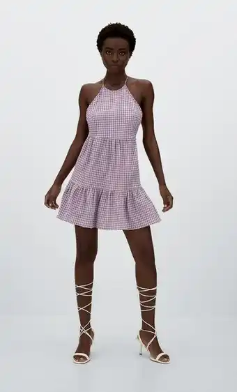 Stradivarius Vestido vichy espalda abierta oferta