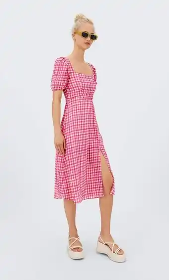 Stradivarius Vestido midi cuadro vichy oferta