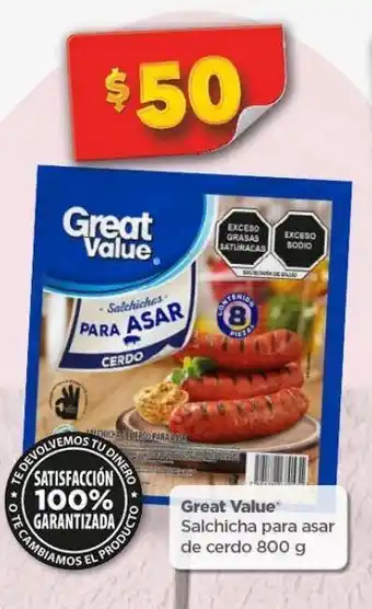 Bodega Aurrerá Salchicha para asar de cerdo great value 800g oferta