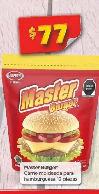 Bodega Aurrerá Carne moldeada para hamburguesa master 12 pzas oferta