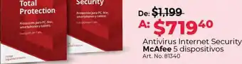 Office Depot Antivirus internet security mcafee 5 dispositivos oferta