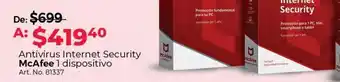 Office Depot Antivirus internet security mcafee 1 dispositivo oferta