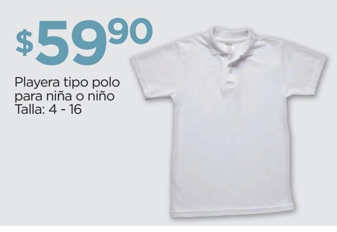 Chedraui Playera tipo polo para niña o niño talla 4 - 16 oferta