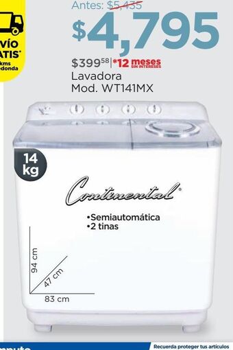 Lavadora continental 14kg