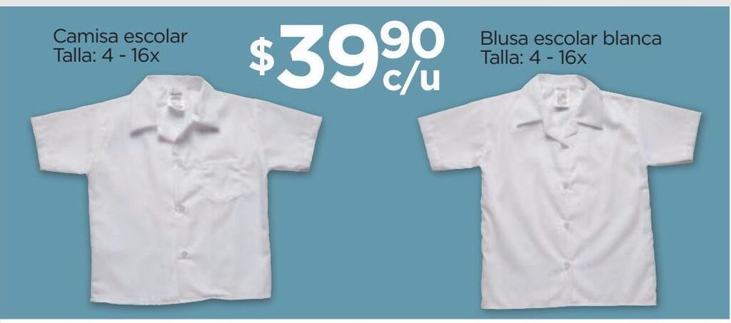 Chedraui Camisas escolares talla 4 - 16x oferta