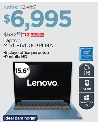 Chedraui Laptop lenovo 15,6" oferta