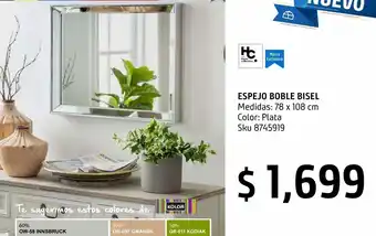 Sodimac Homecenter Espejo doble bisel 78 x 108 cm oferta