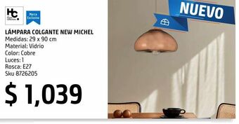 Sodimac Homecenter Lámpara colgante new michel 1 luz oferta