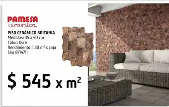 Sodimac Homecenter Piso cerámico britania ocre 34x50 1,50 oferta