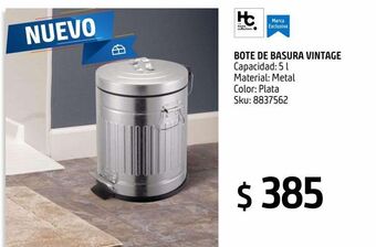 Sodimac Homecenter Bote de basura vintage plata 5 l oferta