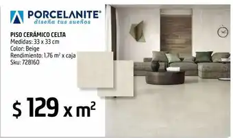 Sodimac Homecenter Piso 33x33 celta beige 1.76 oferta