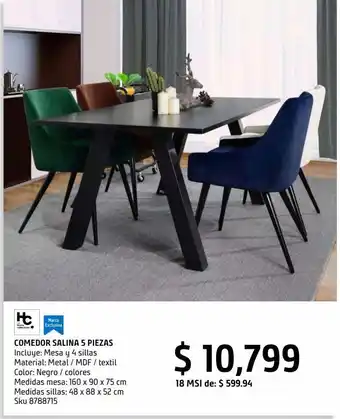 Set comedor 4 sillas salina