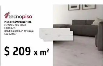 Sodimac Homecenter Piso natura gris 20x60 rend 1.44 oferta