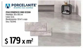 Sodimac Homecenter Piso cerámico rústico 30x60 cm cabo ocean 1.8 oferta