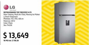 Sodimac Homecenter Refrigerador lg 14 pies³ top freezer vt40wp oferta