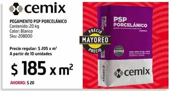 Sodimac Homecenter Pegamento psp porcelánico cemix 20 kg oferta