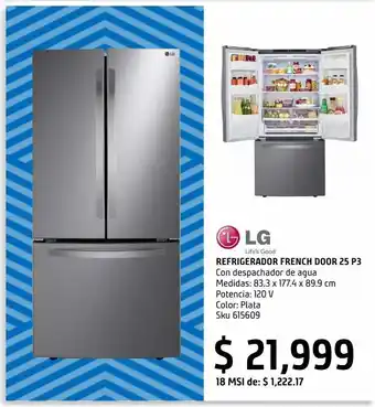 Sodimac Homecenter Refrigerador lg french door 25 pies silver lm65bgsk oferta