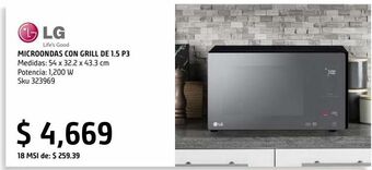 Sodimac Homecenter Microondas acabado espejo con grill de 1.5 p3 negro oferta