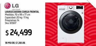 Sodimac Homecenter Lavasecadora lg cargafrontal 20kg+ped blanca wd20wv2s6 oferta