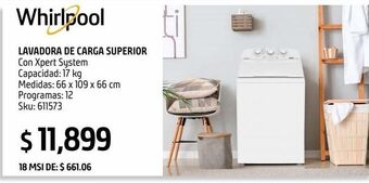 Sodimac Homecenter Lavadora whirlpool carga superior 17 kg xpert system oferta