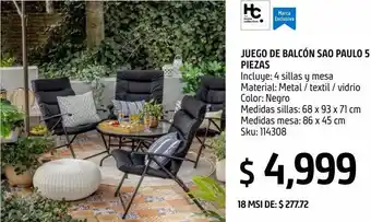 Sodimac Homecenter Juego de balcon sao paulo negro 5 piezas oferta