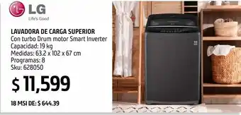 Sodimac Homecenter Lavadora carga superior lg automatica 19 kg wt19mbb color acero negro oferta