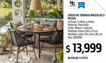 Sodimac Homecenter Juego comedor terraza bruselas 5 pz oferta