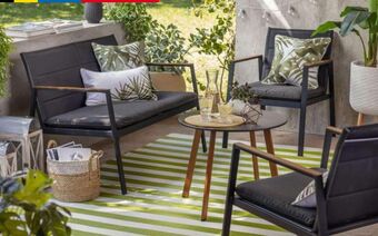 Sodimac Homecenter Juego living terraza san andrés 4 piezas metal negro oferta