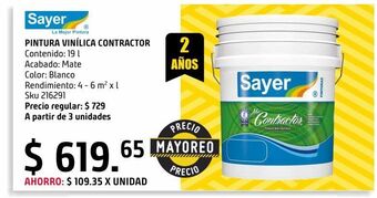 Sodimac Homecenter Base pintura vinílica contractor 19 l base blanca oferta