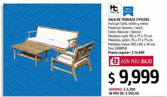 Sodimac Homecenter Sala de terraza de bambú 3 pzas. oferta
