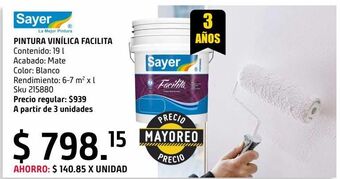 Sodimac Homecenter Pintura vinílica facilita blanco 19l oferta