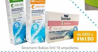 Farmacia San Pablo Sinomarin para bebés descongestionante 18 solución ampolleta agua de mar 5 ml oferta