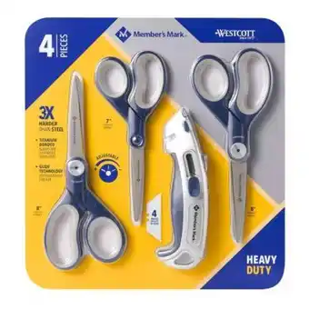 Sam's Club Set de tijeras multiusos member's mark azul con 4 pzas oferta