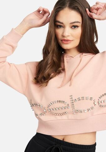Bebe Bebe stone logo french terry hooded top oferta