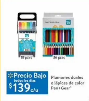 Walmart Plumones duales o lápices de color pen + gear oferta