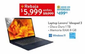 Walmart Laptop lenovo ideapad 3 oferta