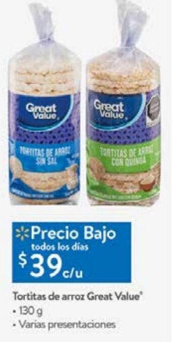 Tortitas de arroz great value 130g